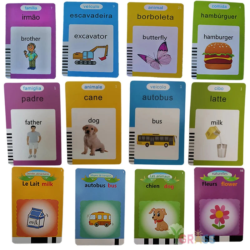 Alphabet Talking Flash Cards Educational Learning Interactive Memory Card Machine French Russian Italian Speech Toys For Kids