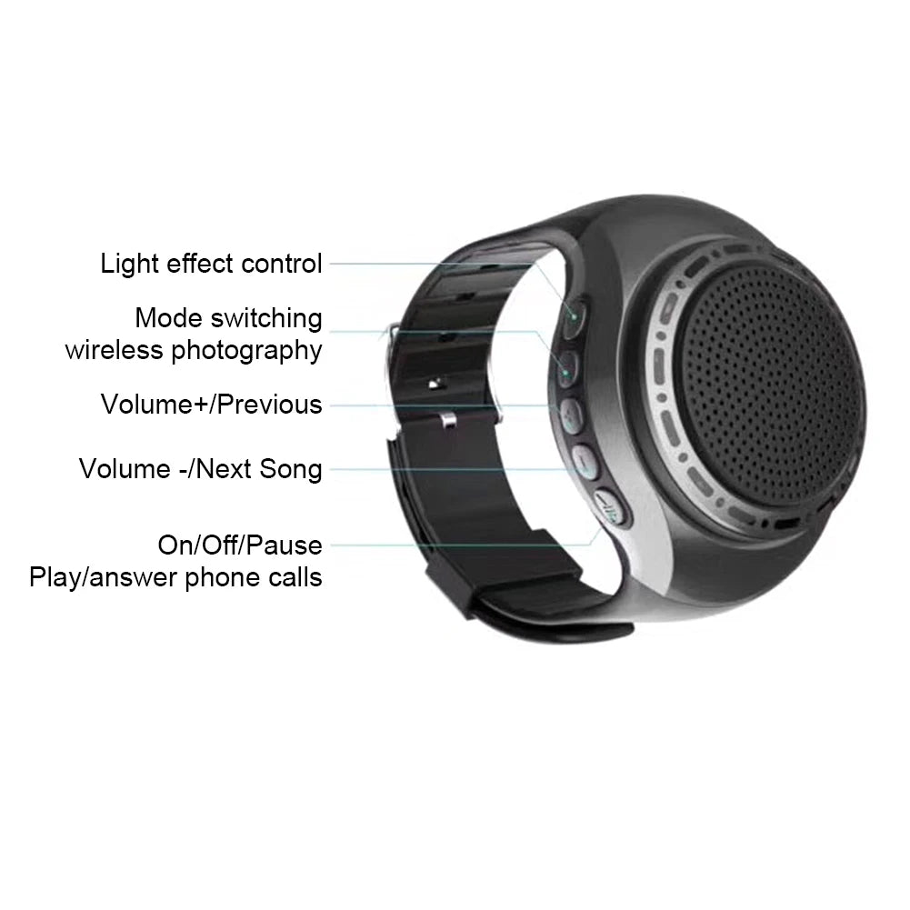 U6 Wrist Watch Bluetooth Speaker With FM Radio USB Charging Portable Outdoor Sports Running Wearable Speaker Wireless Subwoofer