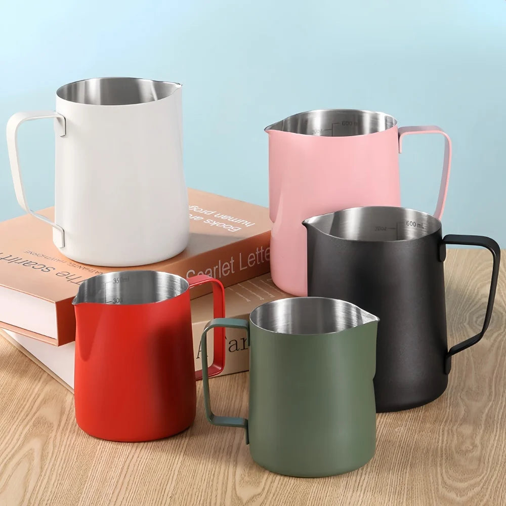 350/600ML Coffee Milk Frothing Pitcher Jug 304 Stainless Steel Precise Scale High Quality Latte Barista Professional CafeUtensil