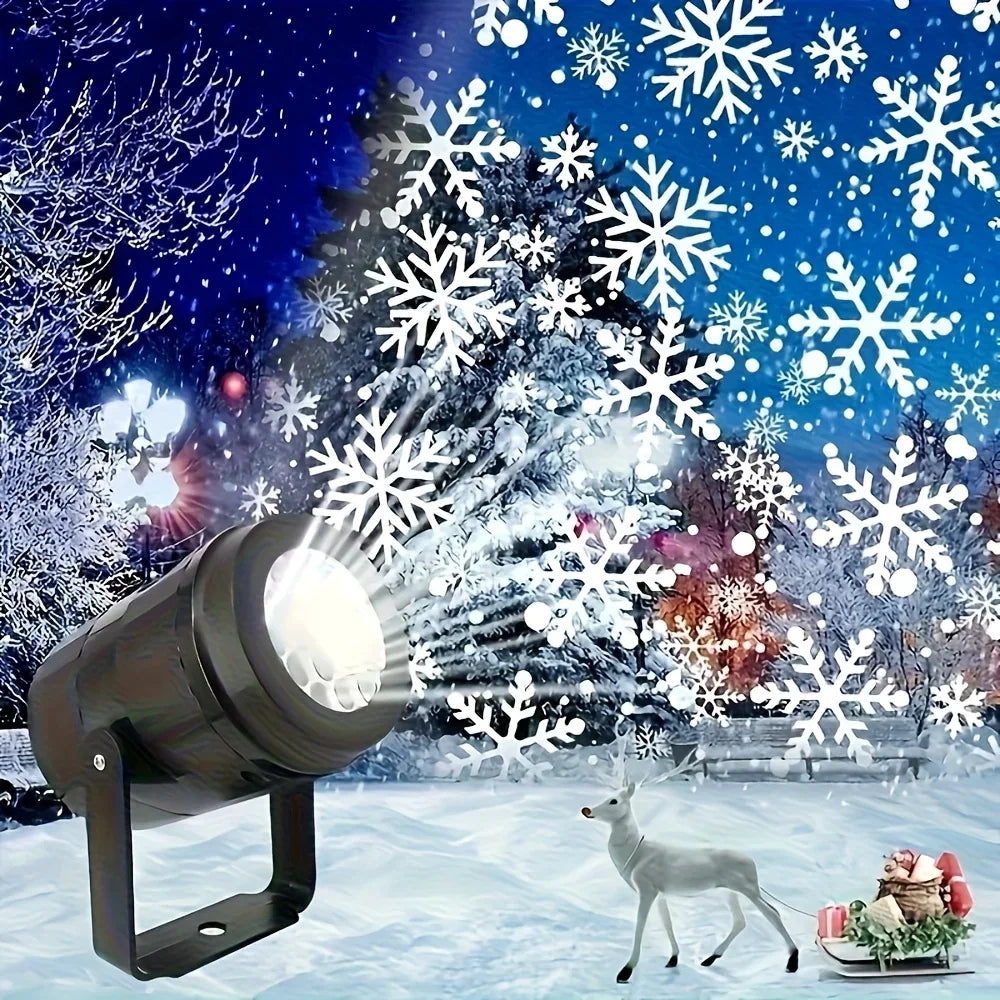 Christmas Snowflake LED Projector USB Powered with Rotating Base Durable Plastic for Indoor/Outdoor Holiday Decor