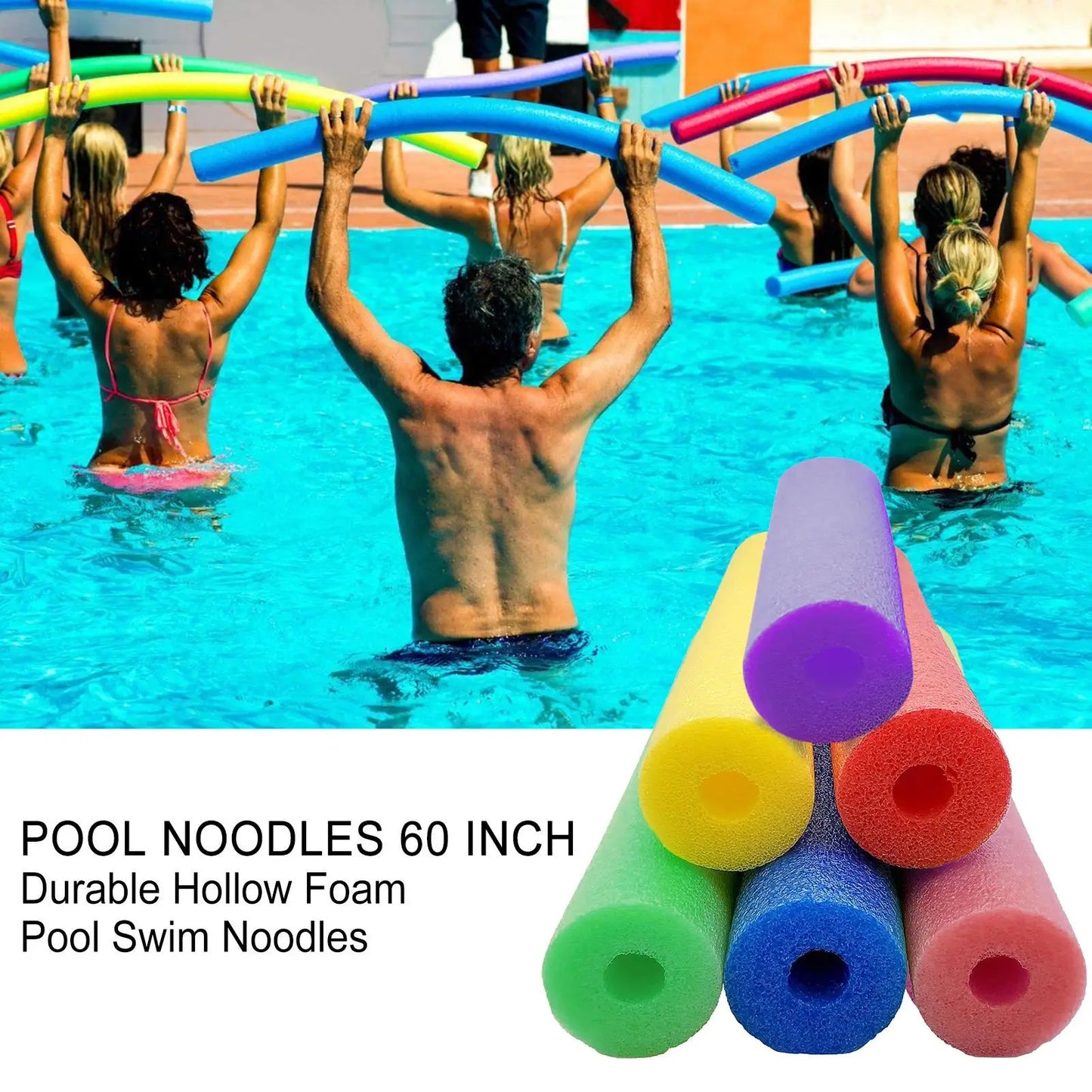 Noodles Pool Foam Water Noodles for Pool 60in Long Hollow Soft Buoyancy Stick for Beach River Relaxation Water Game Backyard