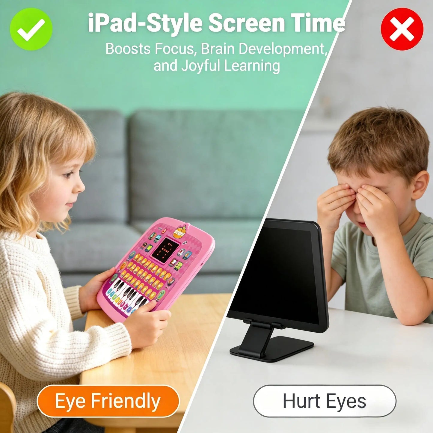 English/Spanish/Russian/Portuguese Interactive Learning Tablet for Kids 3-5, Educational Toys Learn Alphabet, Number, Music & Wo