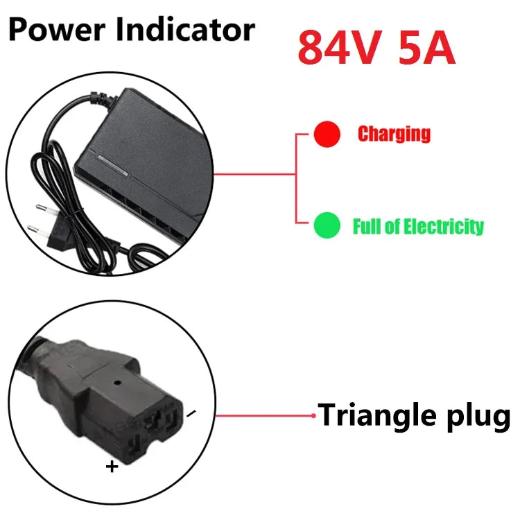 72V Charger 5A 20S Lithium-ion Battery Pack Charger 84V 5A Intelligent Fast Charging EU / US Plug With Cooling Fan