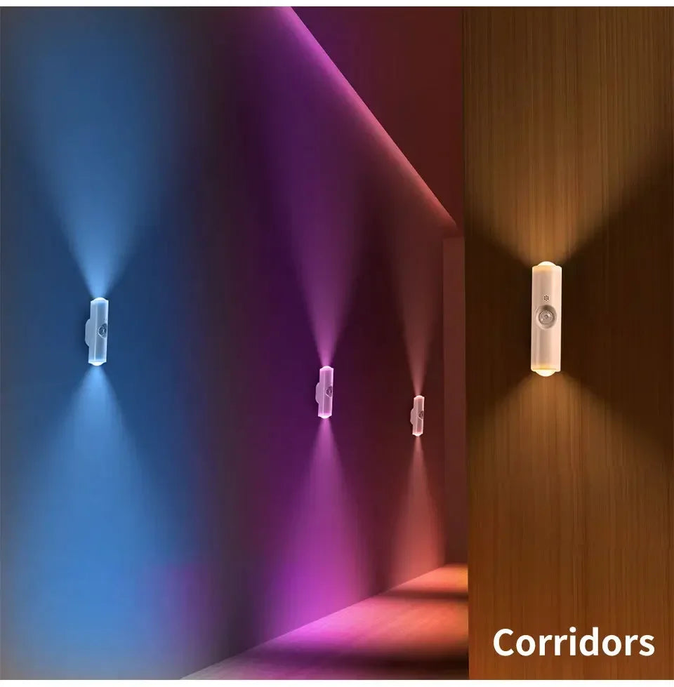 LED Night Light with Motion Sensor Wall Lamp Rechargeable RGB Gradient Ambient Night Lights Magnetic Sunset Lamp Room Decoration
