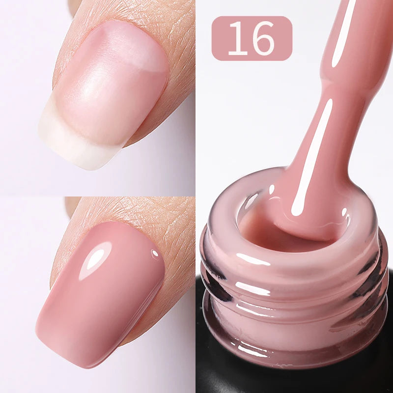 BORN PRETTY 15ml Jelly Nude Rubber Base Gel Natural Milky White Clear Semi permanent Self-Leveling Soak Off UV LED Gel Varnish