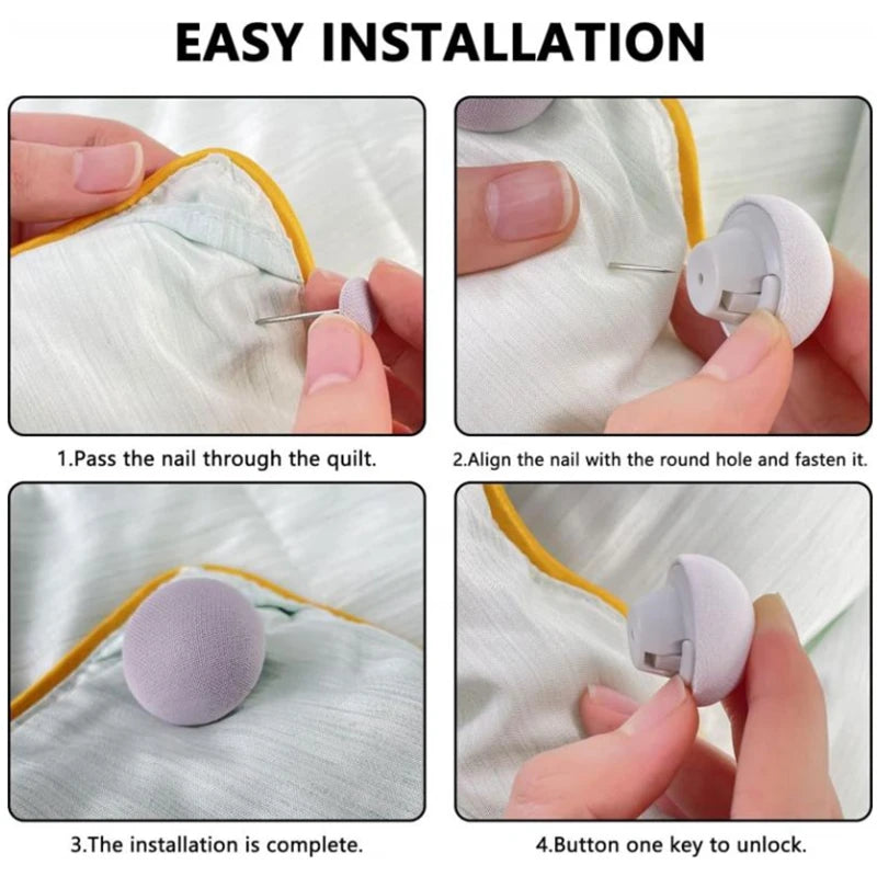 20-1PC BedSheet Quilt Clip One Button Unlock Duvet Cover Fastener Clip Anti Slip Blanket Buckles Quilt Holder Fixator Grippers