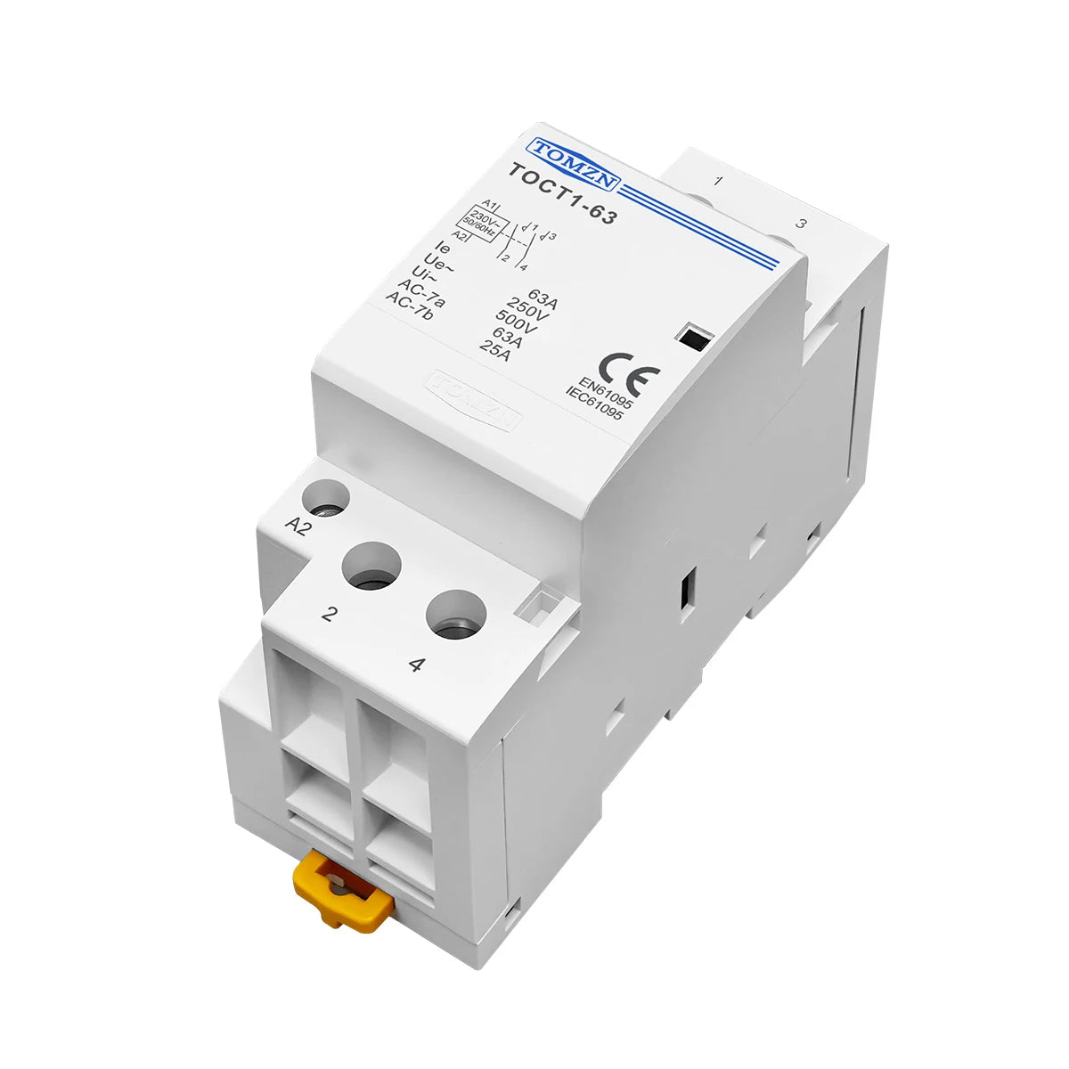 TOMZN TOCT1-63 2P 63A AC 110V/120V 220V/230V 50/60Hz Din Rail Household AC Modular Contactor 2NO/1NO1NC/2NC