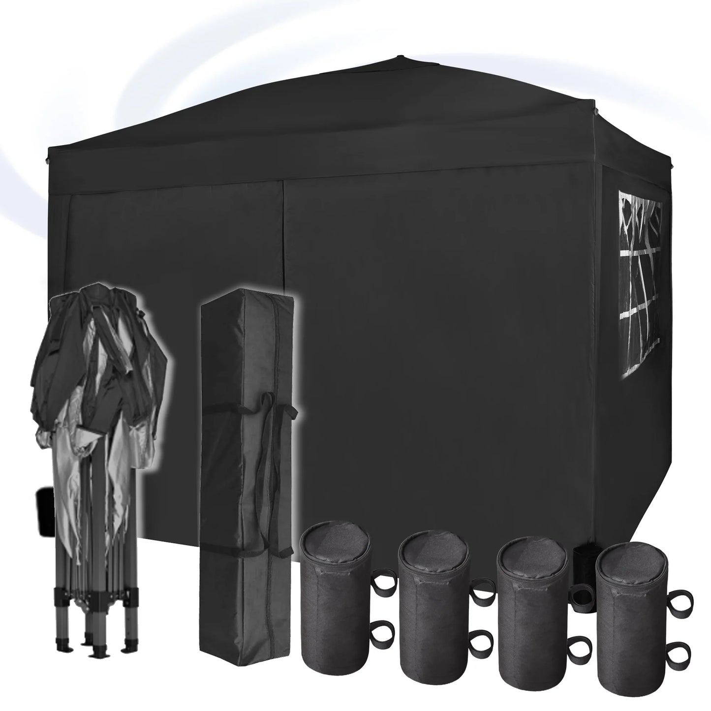 mcc direct Pop-up Gazebo 3m x 3m with Sides & 4 Weight Bags & Silver Protective Layer Waterproof Marquee Canopy WS
