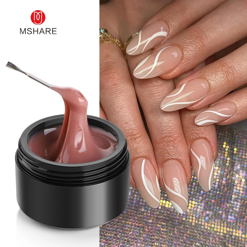 MSHARE 50ml Baby Pink Builder Nails Gel Hema Tpo Free Gel Nail Construction Self Leveling Gel for Nail Extension UV Led