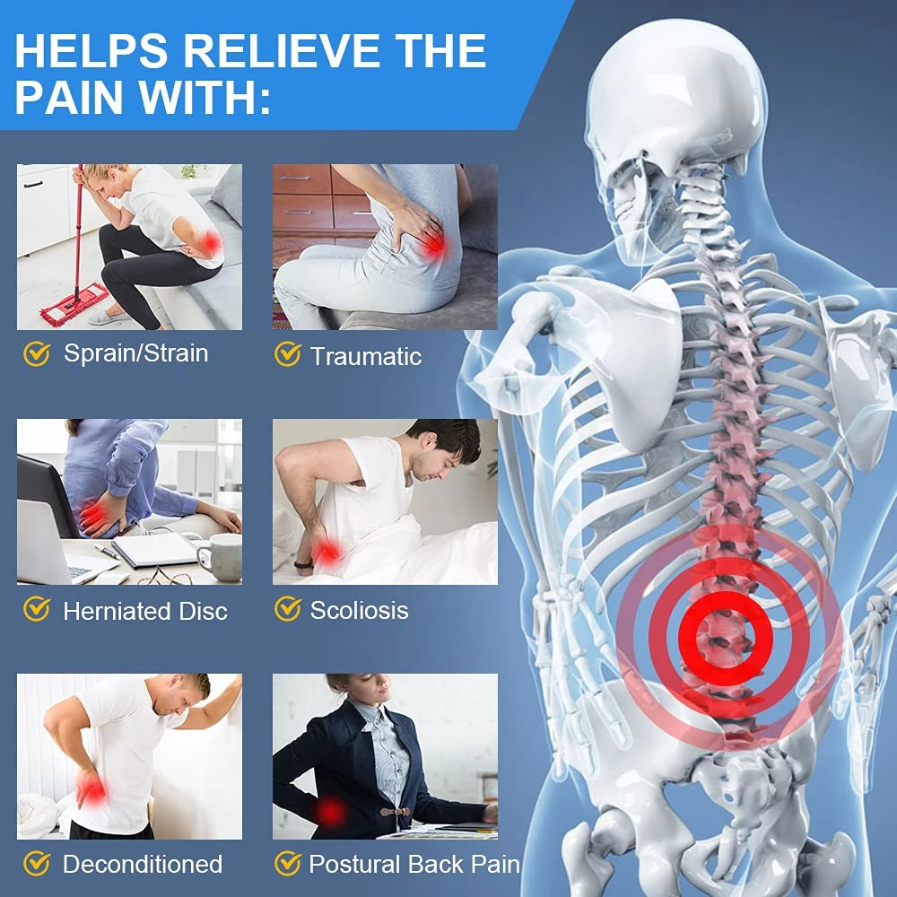 1Pcs Lumbar Back Brace Men and Women - Back Support Belt - Adjustable, Light, Breathable - Shoulder Holsters - Work, Posture