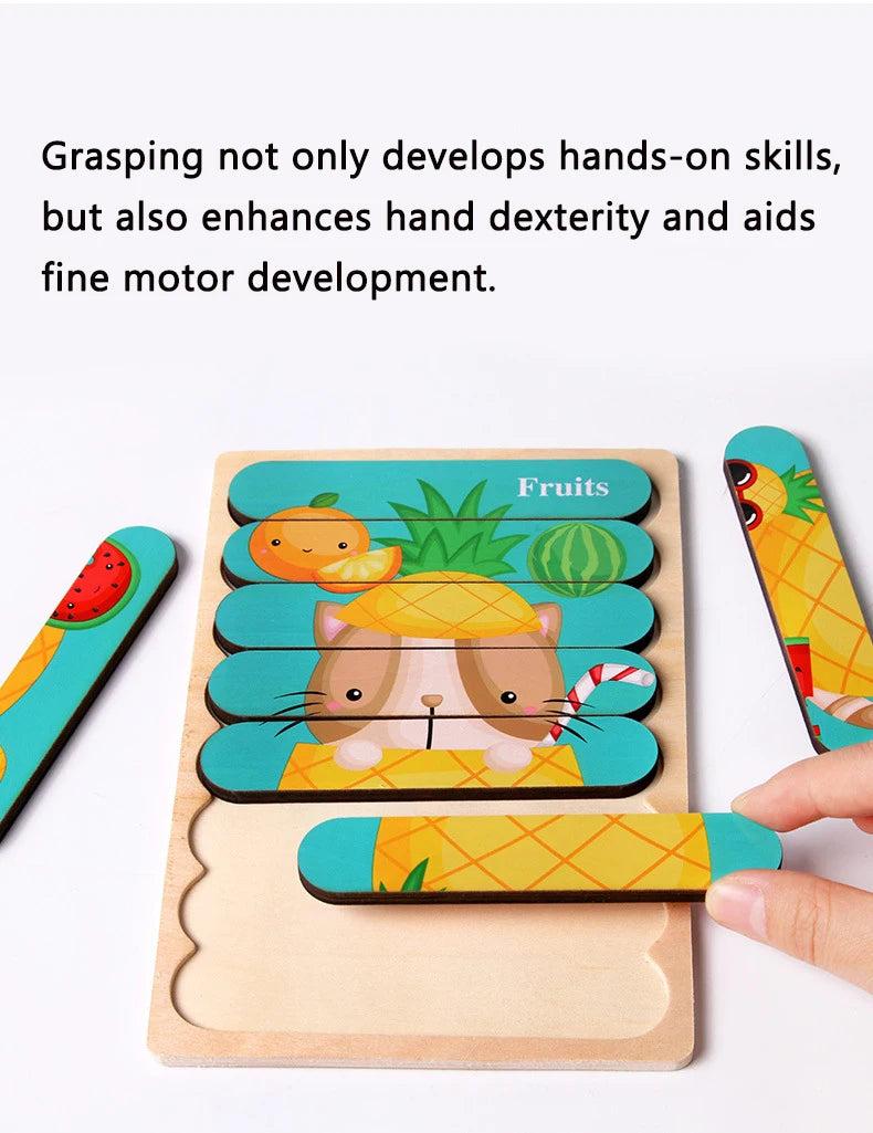 Montessori Toys 2 years Wooden Puzzles For Kids Chid Baby Learning Education Child Game montessori 3D Puzzle Childrens 2 3 Years