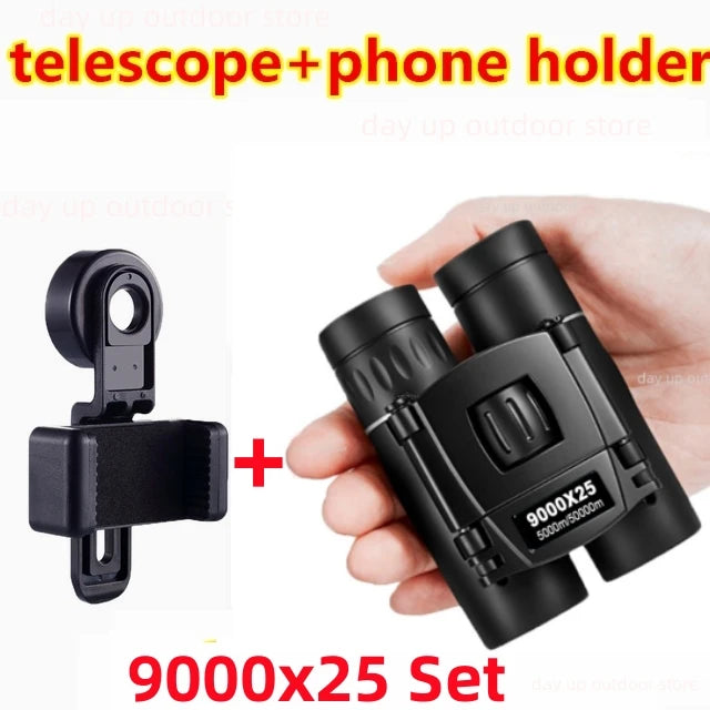 9000x25 HD Zoom Portable Powerful Binoculars Long Range BAK4 Telescope Jumelles Folding Optics for Outdoor Hunting Camping