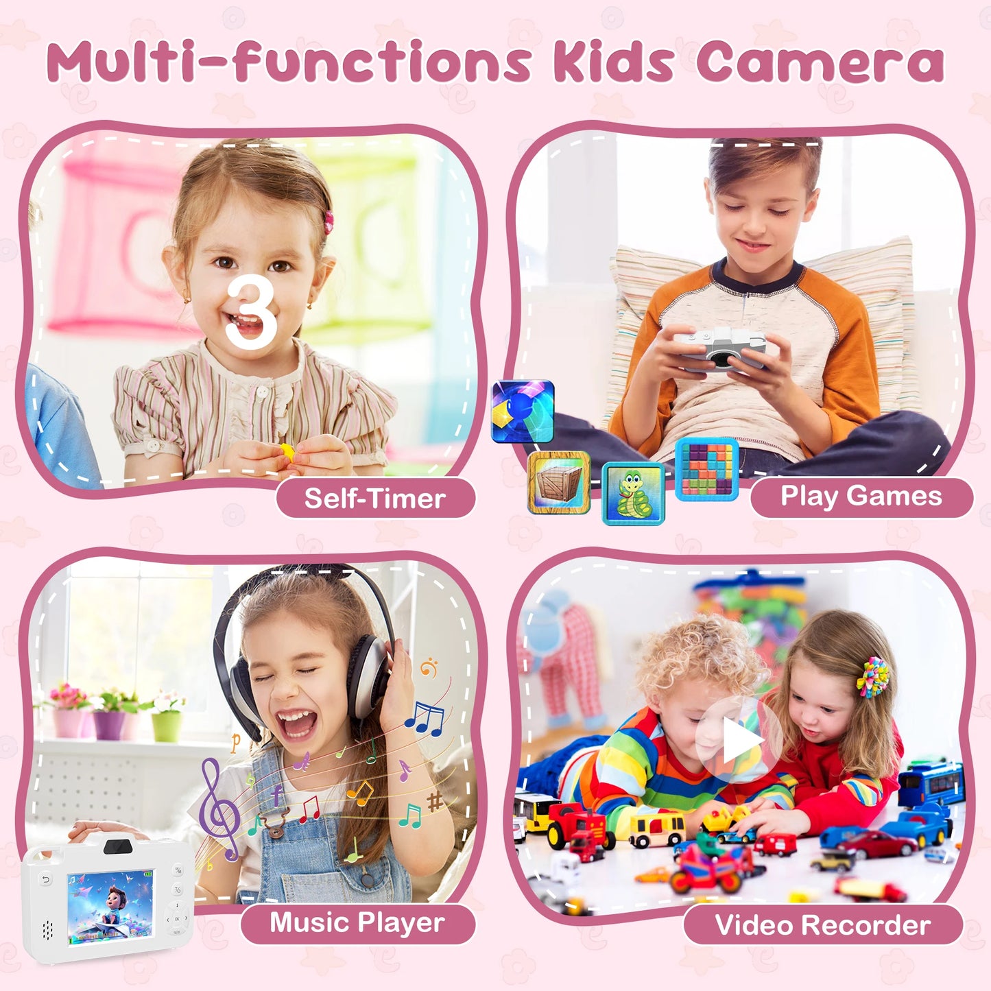 16X 48MP Kids Photography Camera Front Rear Dual Lens Boys Girls Digital Video Recorder Selfie Beginner Camera For Children