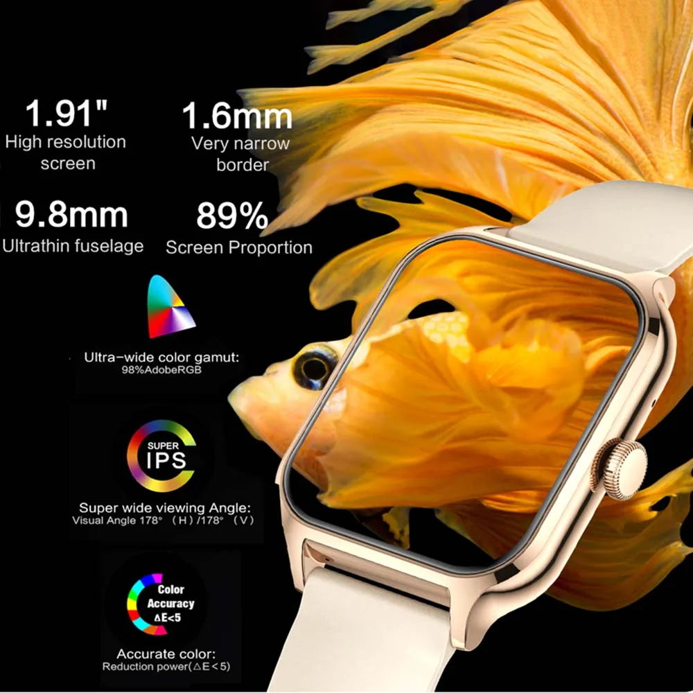 SENBONO New 1.91" Women Smartwatch Bluetooth Call Heart Rate Blood Oxygen Tracker Sport Smart Watch Women Men for IOS Androird