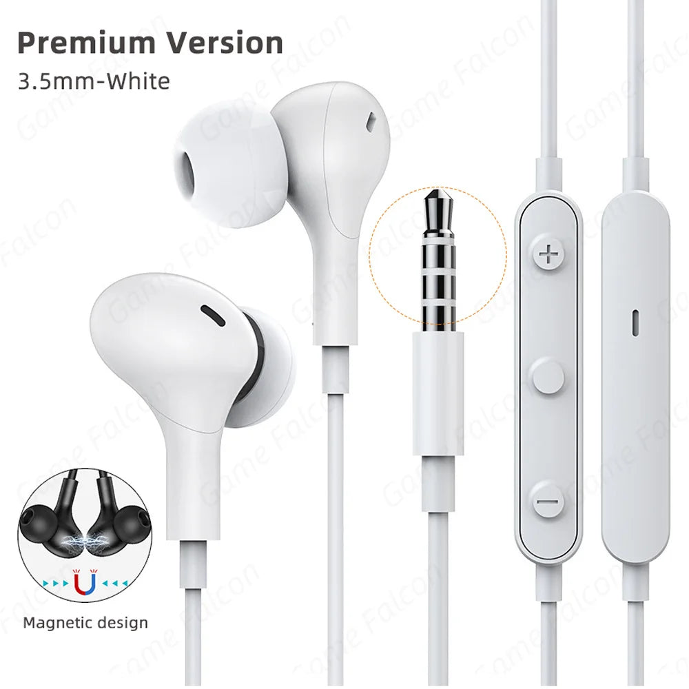 USB C Headphone for Samsung Galaxy S24 S25 S26 Ultra A17 A54 Magnetic Wired Earbuds Noise Canceling in Ear Earphones with Mic