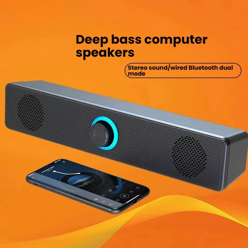 Wired Bluetooth Speaker USB Powered Soundbar Stereo Bass Dual Speaker Home Theater TV PC Laptop Gaming Portable Audio Box