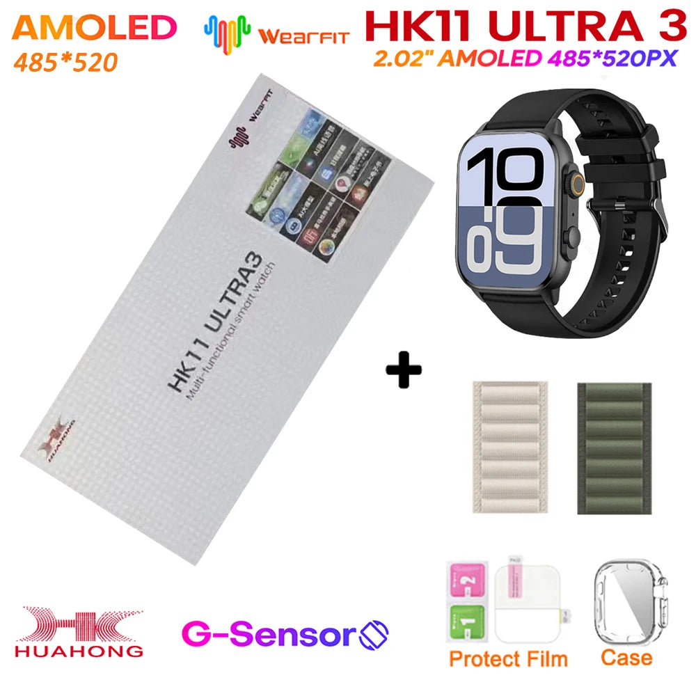 Upgrade Hk11 Ultra 3 Gen2 SmartWatch 4GB ROM AI ROBOT AMOLED Network 49mm G-Sensor ChatGPT NFC Compass GPS 3D Menu Music Watch