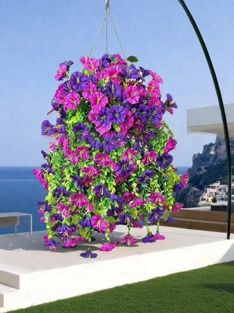 Outdoor courtyard simulation flower eucalyptus morning glory silk flower home wedding decoration wall hanging rattan flower vine