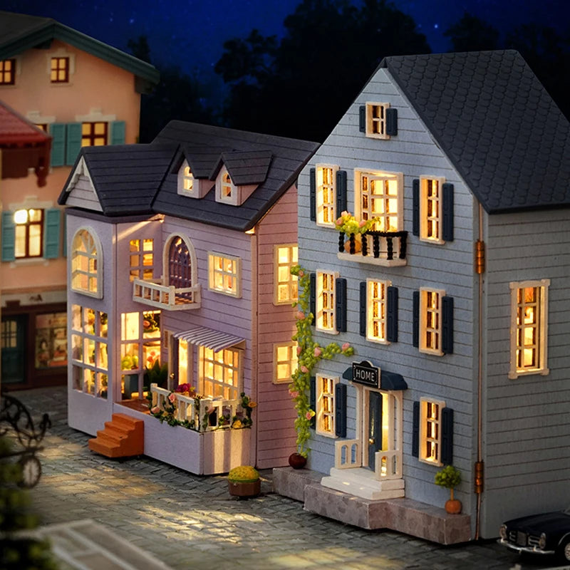 DIY Wooden Doll Houses Mini Assembly Handmade Small House Creative Scene Decoration DollHouse For Toys Birthday Gifts
