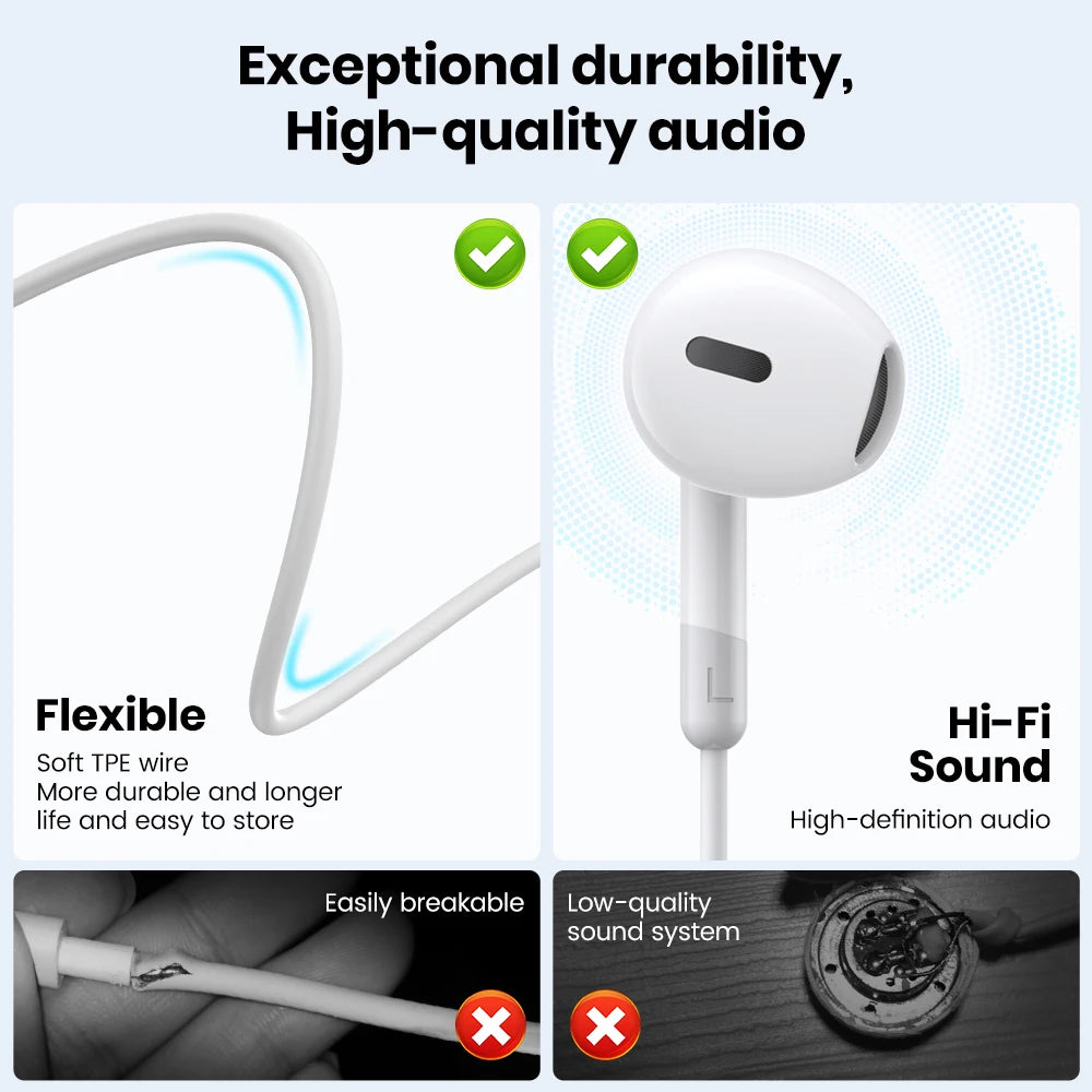 TOPK Earphone In-Ear Volume Control with Microphone 3.5mm Jack Universal for iPhone Android