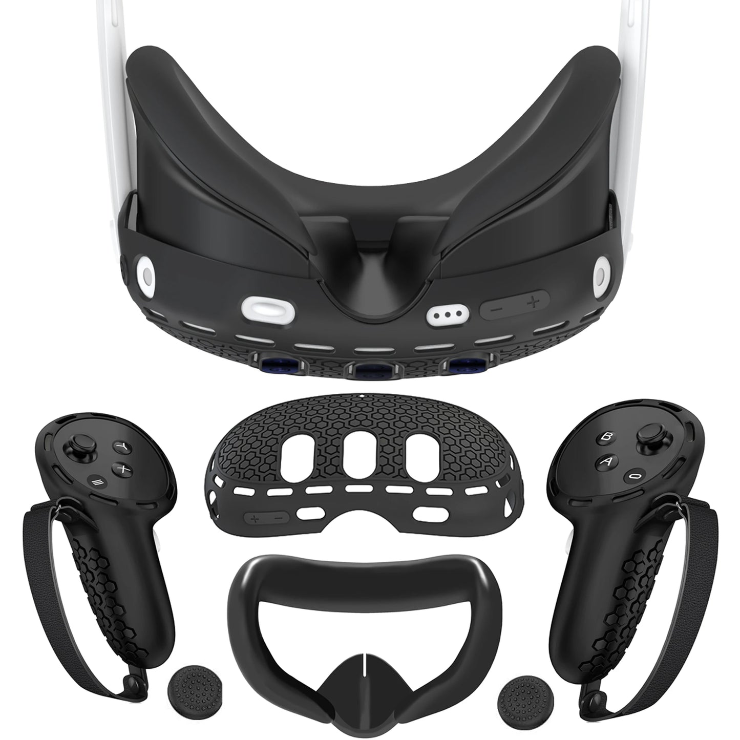 VR Accessories for Meta Quest 3, 4 in 1 Silicone Protective Case Set for Quest 3,Controller Grip Cover,VR Shell Cover,Face Cover