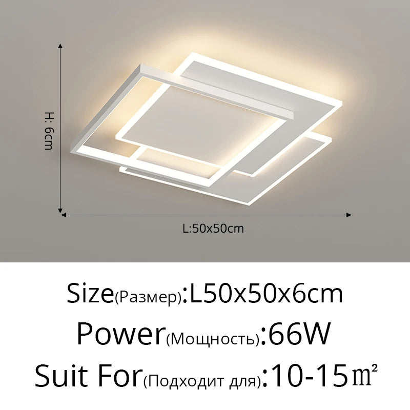 Modern Nordic Led Ceiling Light Square Minimalist Lamps for Kitchen Living Dining  Room Art Home Decoration Chandelier