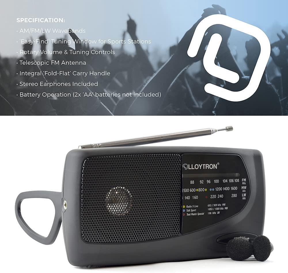 Lloytron 3 Band 'Sports' Personal Radio with Earphones