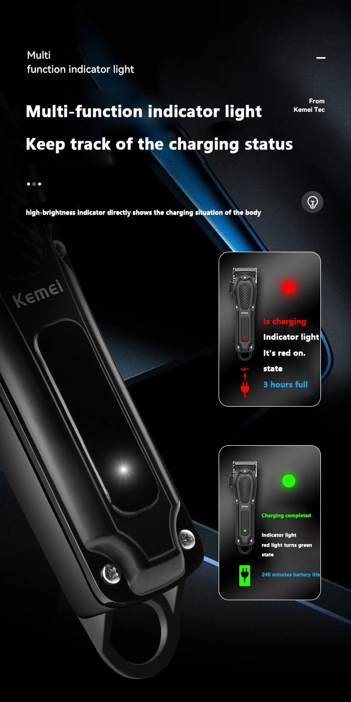 Kemei Hair Clipper Km-1071 Km-2299 Km-2024 UBS Rechargeable Cordless Beard Trimmer Powerful Electric Hair Clippers for Men