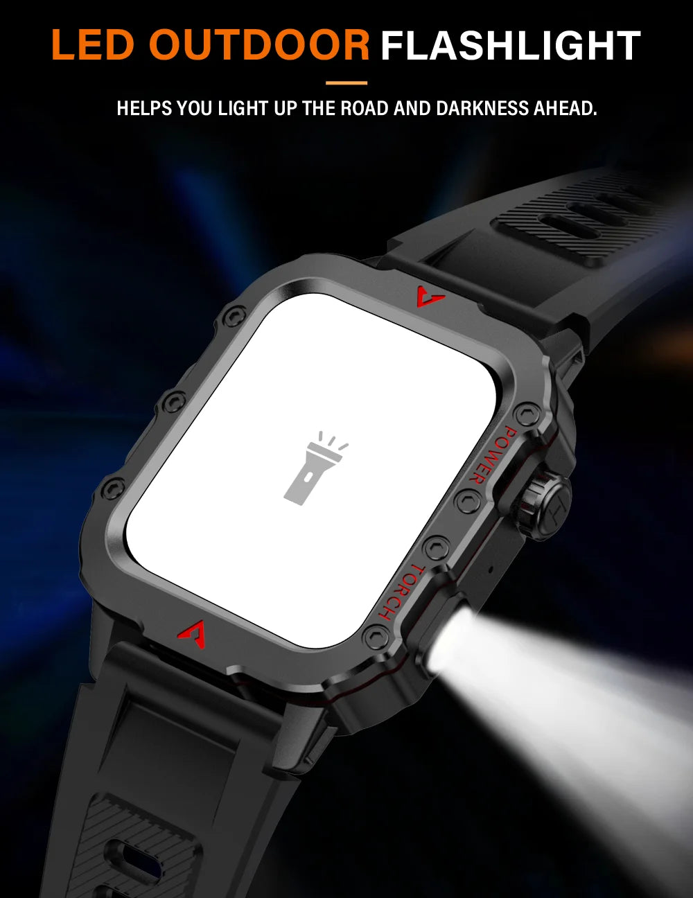 LAXASFIT 2026 New Men's Smart Watch Outdoor Sports Watch 1.85 Inch Voice Assistant Bluetooth Call LED Flashlight Smartwatch