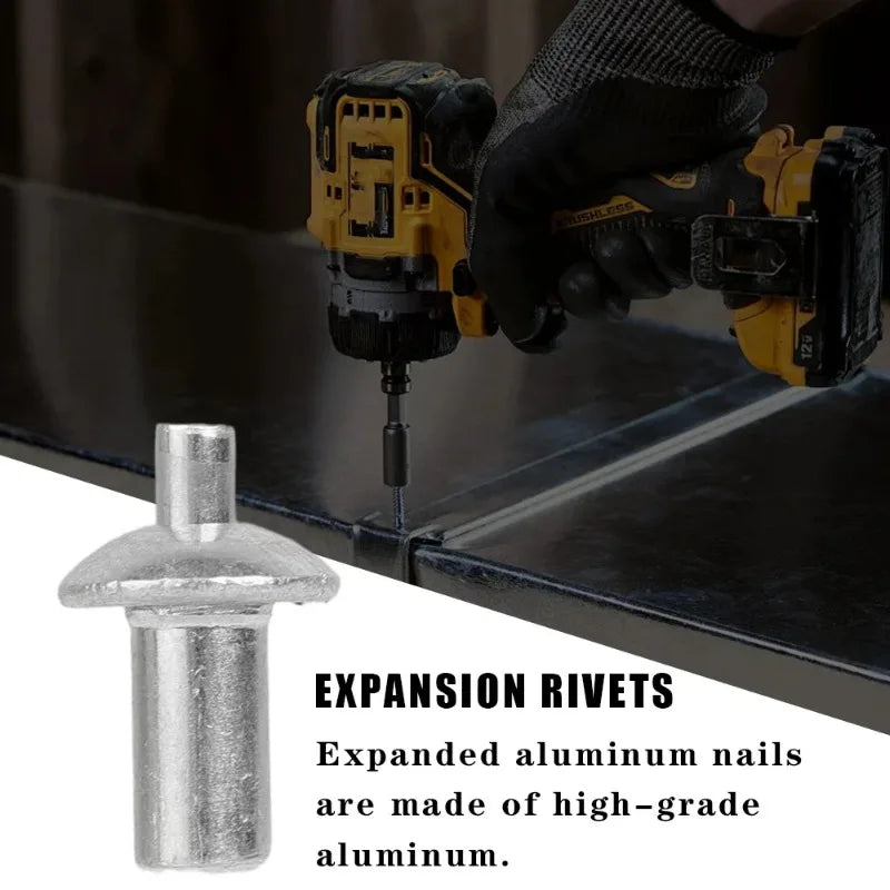 100/10x Hammer Drive Expansion Rivets Percussion Expansion Aluminum Nail Head Piercing Knock Type Small Tapping Screws Fasteners