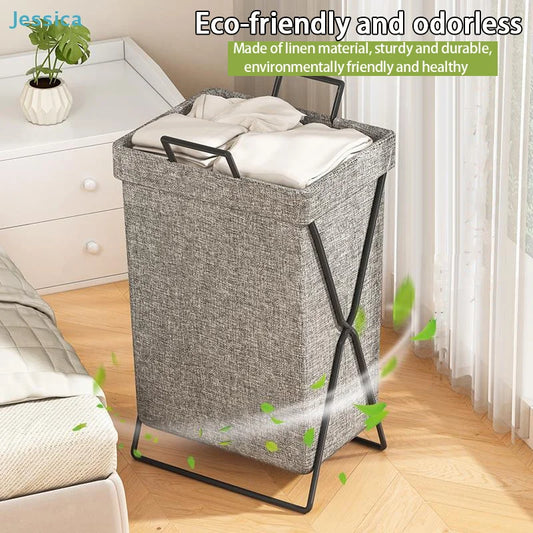 ♥Collapsible Fabric Laundry Hamper with Handles | Foldable Clothes Basket for Bedroom, Bathroom & Laundry Room