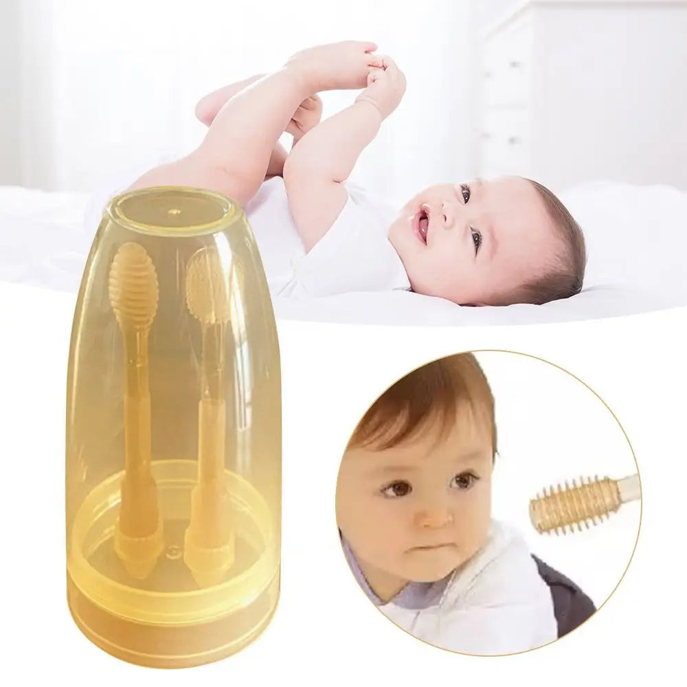 Soft Oral Care Baby Toothbrush Cleaning Tools Rubber Oral Cleaning Brush 0-18 Months BPA Free Tongue Coating Brush Baby
