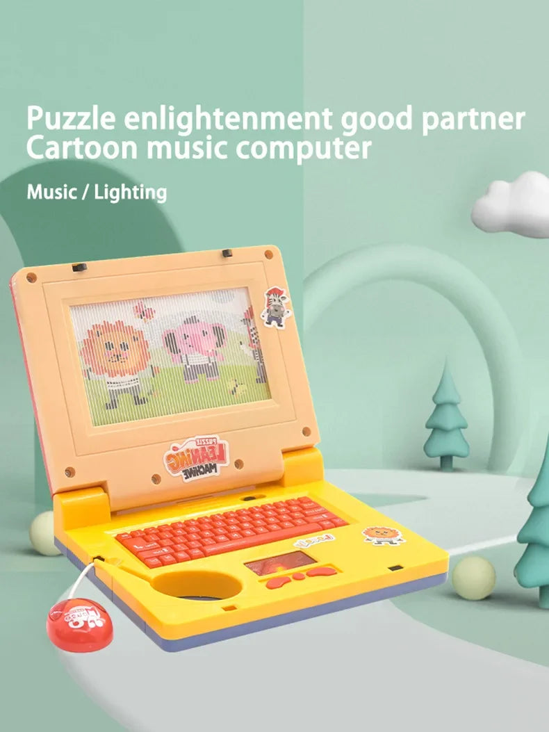 Toddler Puzzle Learning Machine Cartoon Fake Laptop with Light Music Mouse Simulation Computer Enlightening Toys Birthday Gifts