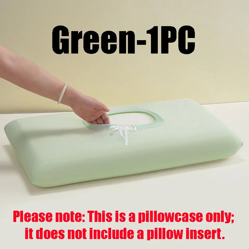 Summer Ice Silk Cooling Pillow Case, Open Style Elastic Edge Cover, Breathable Cool Feel Soft Pillow Protector for Better Sleep