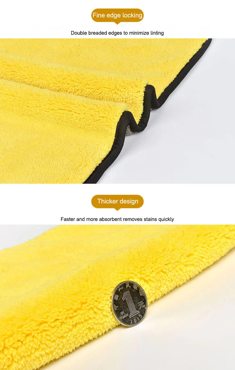 SEAMETAL Microfiber Car Washing Towel 400GSM Double-Sided Coral Velvet Clean Towels High Water Absorption Car Wash Drying Cloth