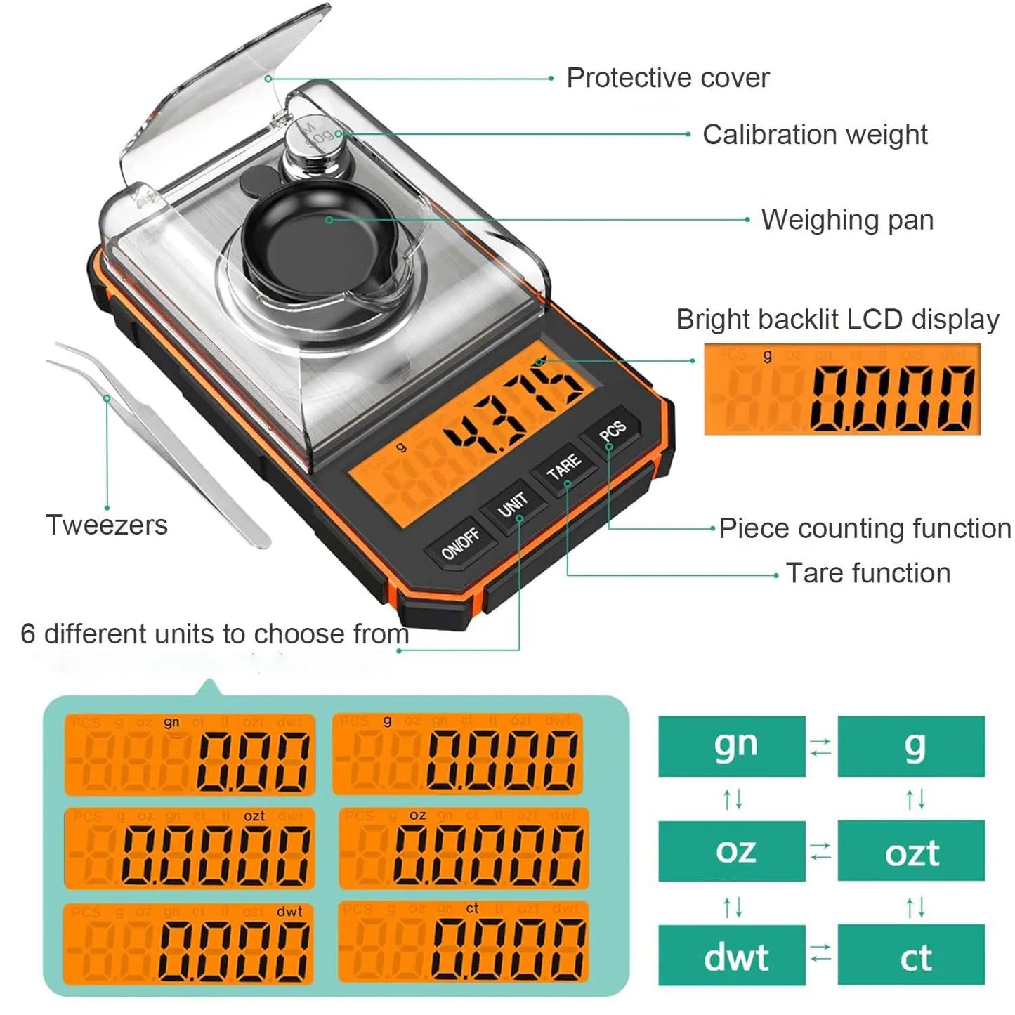 Brifit Electronic Digital Scale 0.001g/50gMini Scale Precision Professional Pocket Scale Milligram with 50g Calibration Weights