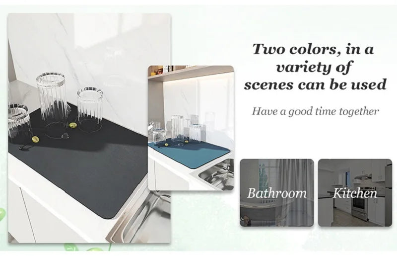 Super Absorbent Kitchen Tableware Impermeable Drainage Mat Heat Insulation Non-slip Pad Tableware Mats Coffee Dish Drying Mat