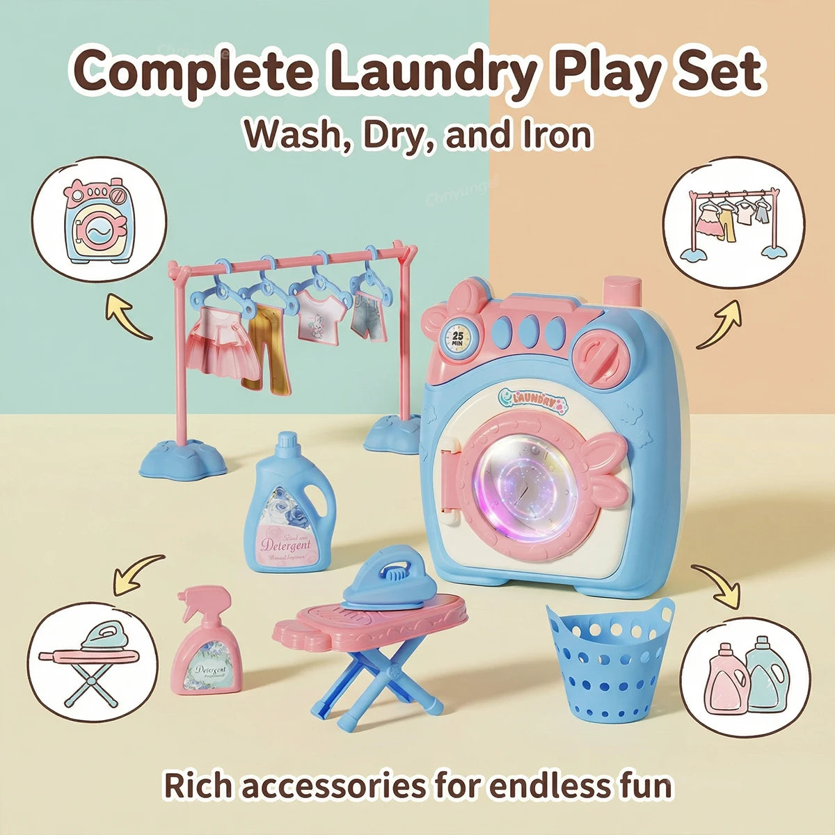 Pretend Play Toy Mini Kitchen Appliances Set for Toddlers Air Fryer Washing Mixer Educational Toys Gift for Kids Girls Boys