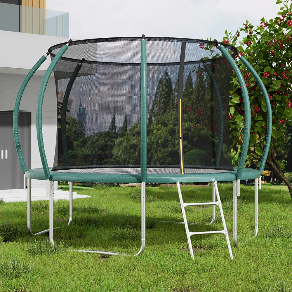 【Breeins】Outdoor Enclosure Trampoline with Ladder Exercise Workout Rebounder Sport Trampoline Handle Adults Jumping Training