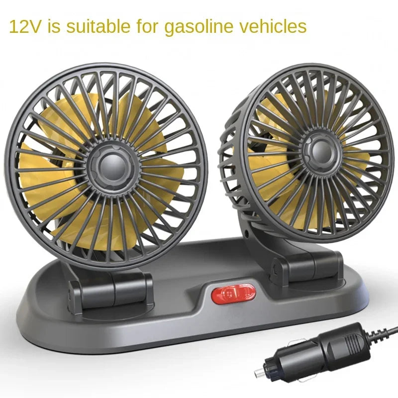 Car Fan 360° Adjustable 3 Head Air Fan Automotive Electric Fan Multi-function USB/12V/24V Fan 2 Speeds Car Silent Fan for Home