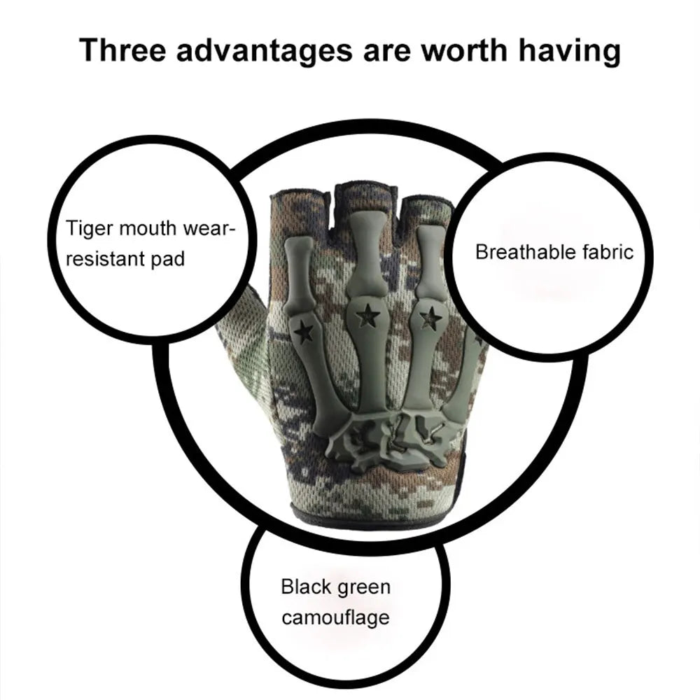 Tactical Riding Fingerless Gloves Non-slip Half Finger Gloves for Motorcycle Cycling Climbing Hiking Hunting Outdoor Sports