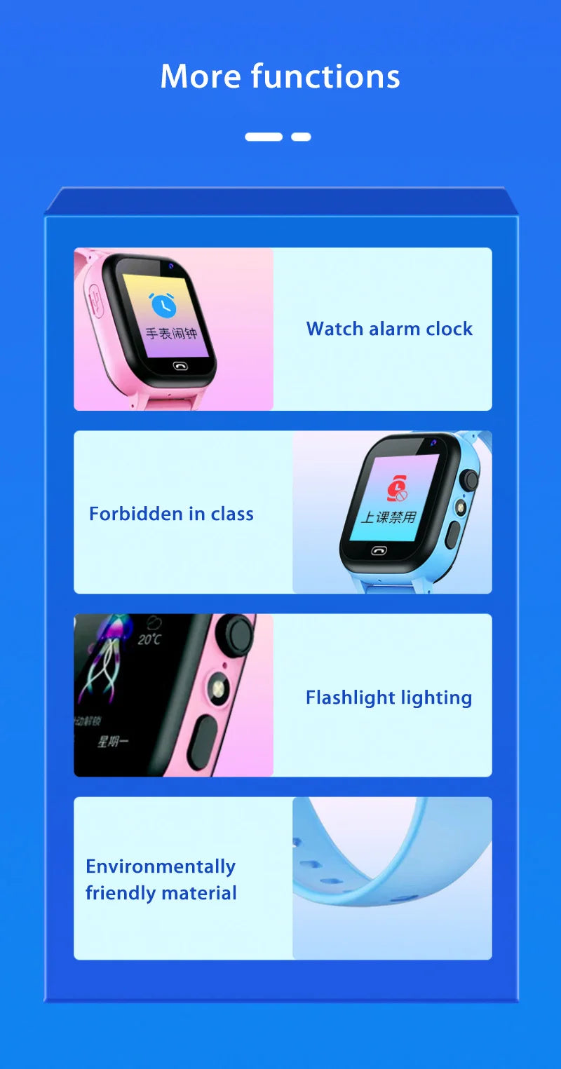 Lenovo Kids 4G Smart Watch WIFI SOS GPS Location Video Call Sim Card  Camera With Light Touch-screen Waterproof Watch For Kids