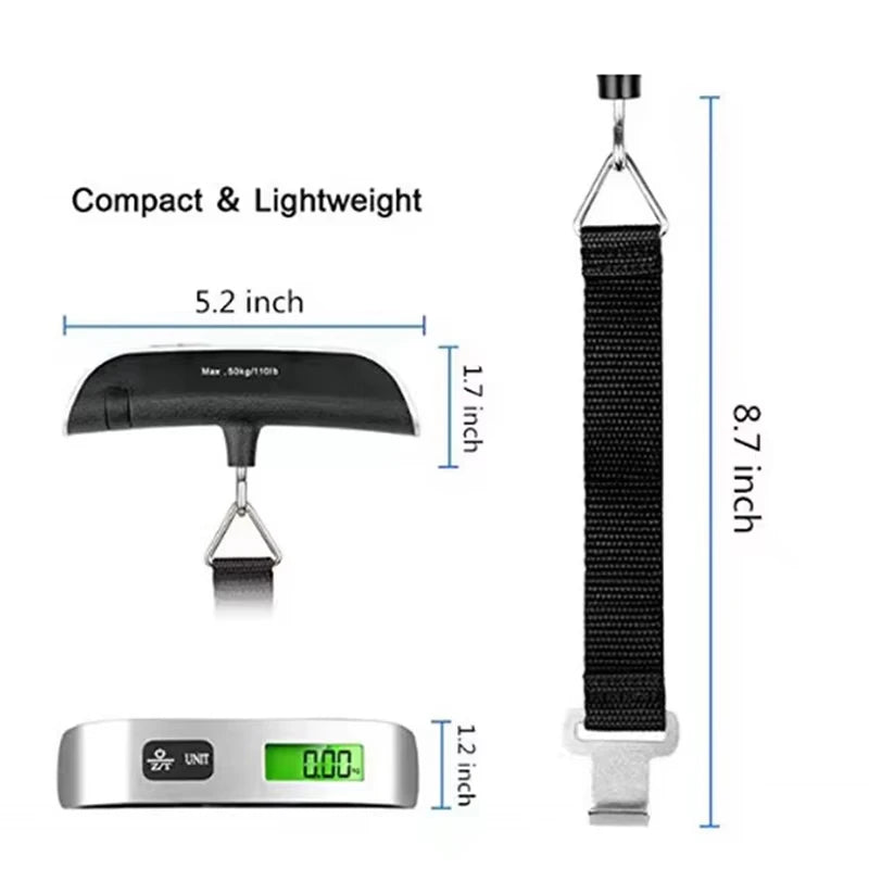 Portable High Precision Scale Digital LCD Display Suitcase Travel Bag Hanging Steelyard Hook Balance Scale Tools 110lb/50kg