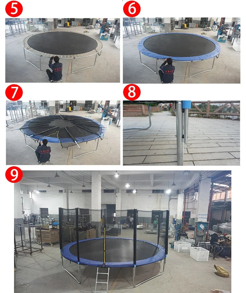 Outdoor Large Folding Trampoline with Safety Net Adult Coil Spring Bed Commercial Children Trampoline