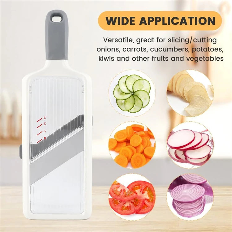 LMETJMA Multi Handheld Mandoline Slicer with Adjustable Stainless Steel Blade Kitchen Veggie Chopper Cheese Grater JT237