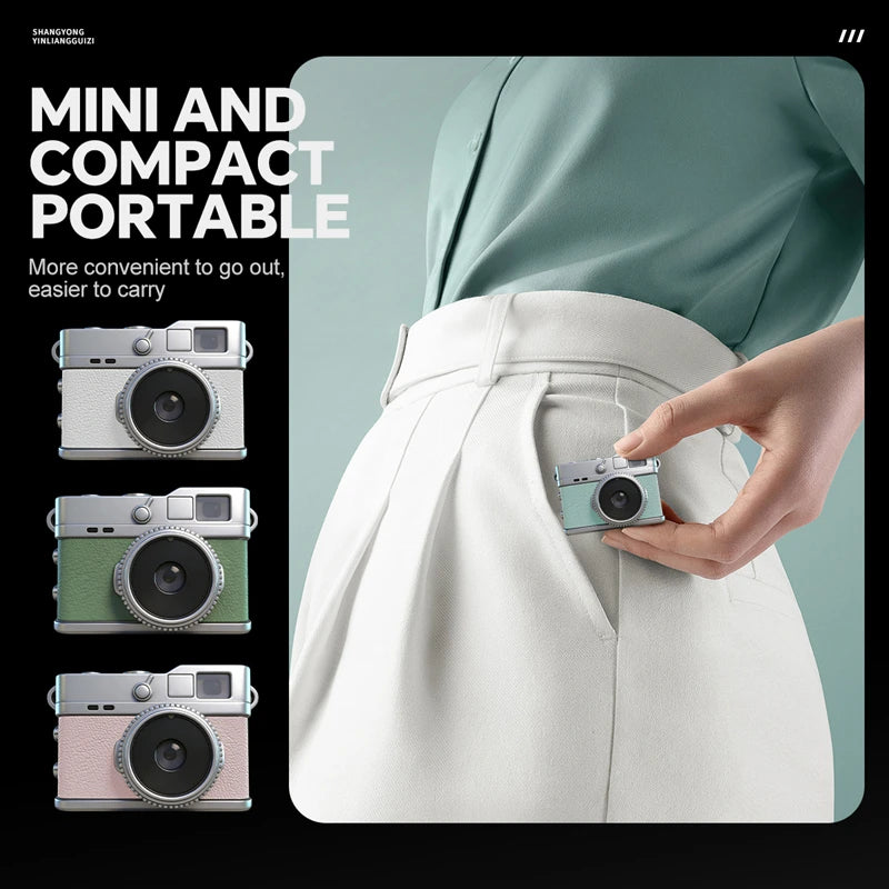 Lenovo 1080P HD 8MP Mini Retro Digital Camera Pocket Camera CCD for Students Featuring Filters and Leather-Textured Finish Gift