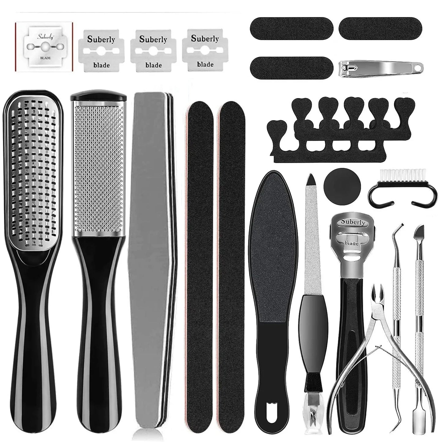 Pedicure Kit 8/10/15/23 in 1 Stainless Steel Professional Pedicure Tools Foot Rasp Peel Callus Dead Skin Remover  Care Pedicure