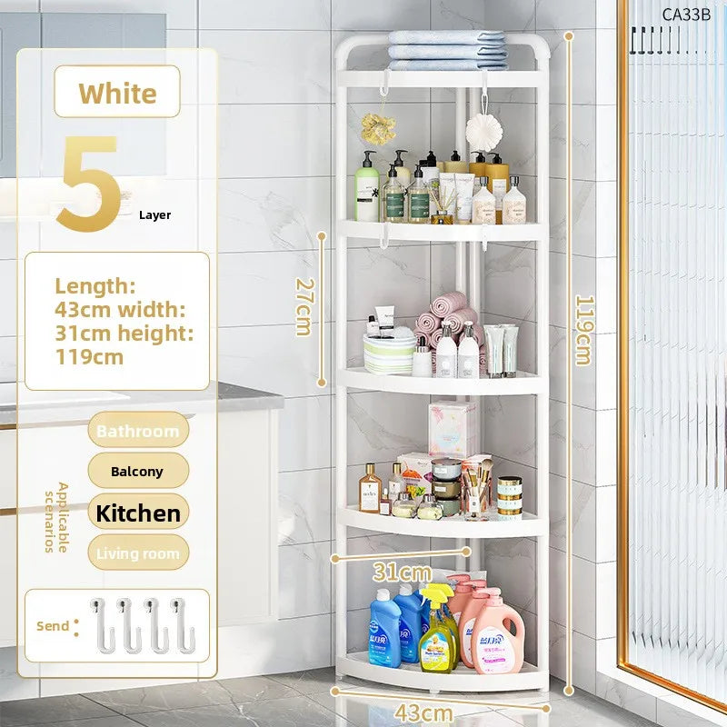 Bathroom storage rack, seam storage rack, household toilet corner storage rack, floor-standing bathroom triangular rack