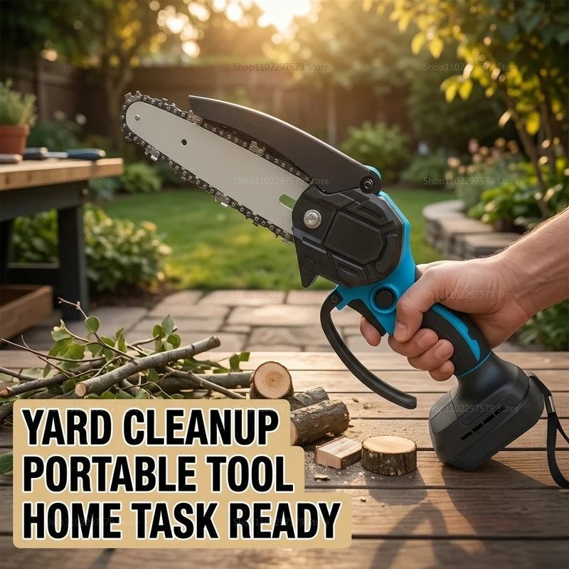 6Inch Cordless Electric Chainsaw Rechargeable No Battery Lightweight Power Tool for Woodcutting Gardening Makita 18V Compatible