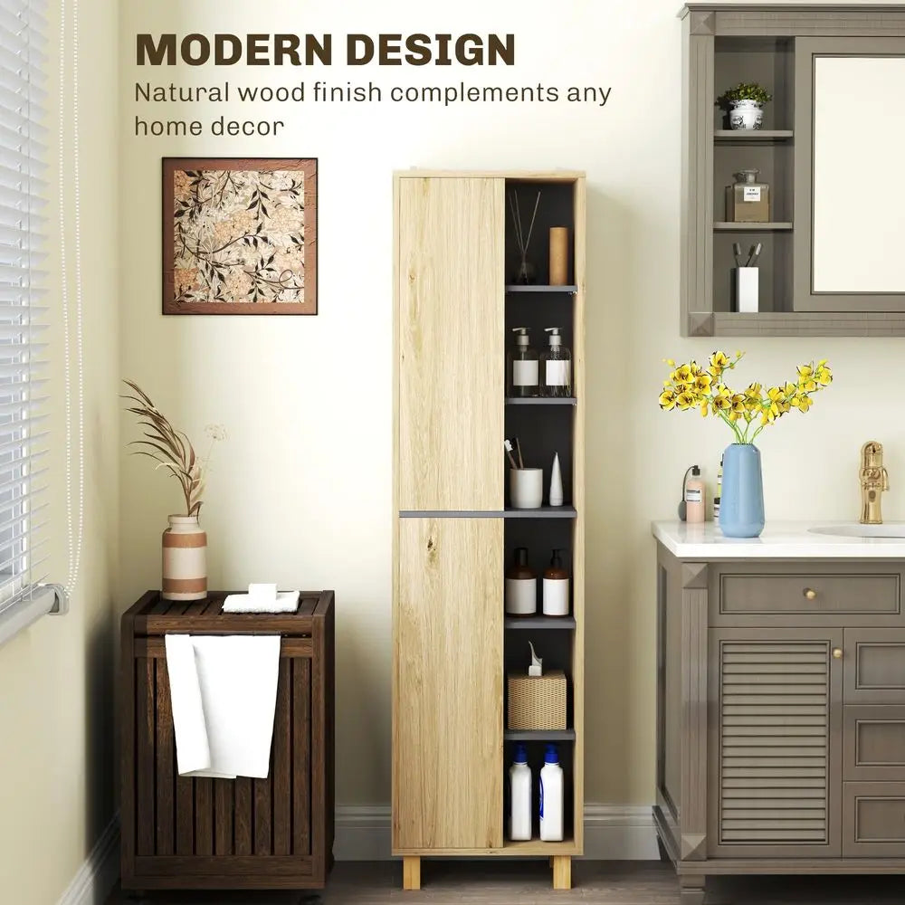 Bathroom Storage Cabinet, Bathroom Storage Unit, Freestanding Bathroom Cabinet with 6 Open Compartments and 6 Shelves